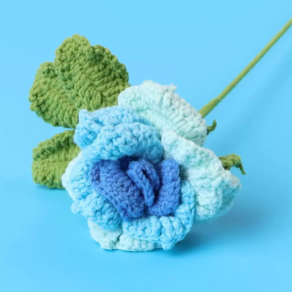 Crochet Chinese Rose – Single Stem Flower