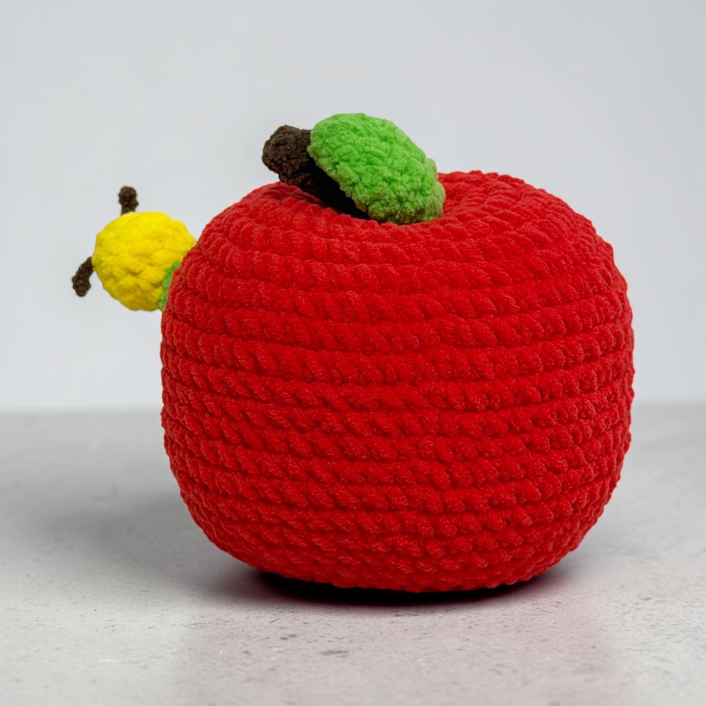 Cute Apple with Worm | Handmade Crochet Doll Gift