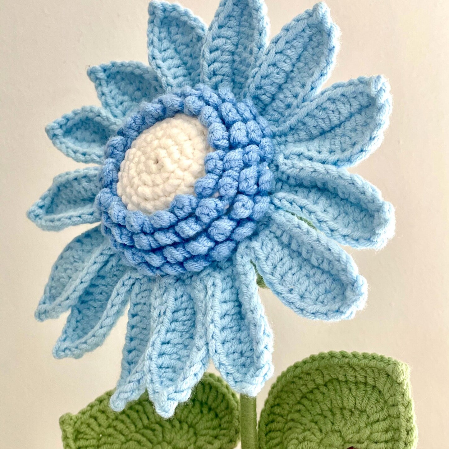 Crochet Blue Sunflower in Pot – Handmade Gift Decor