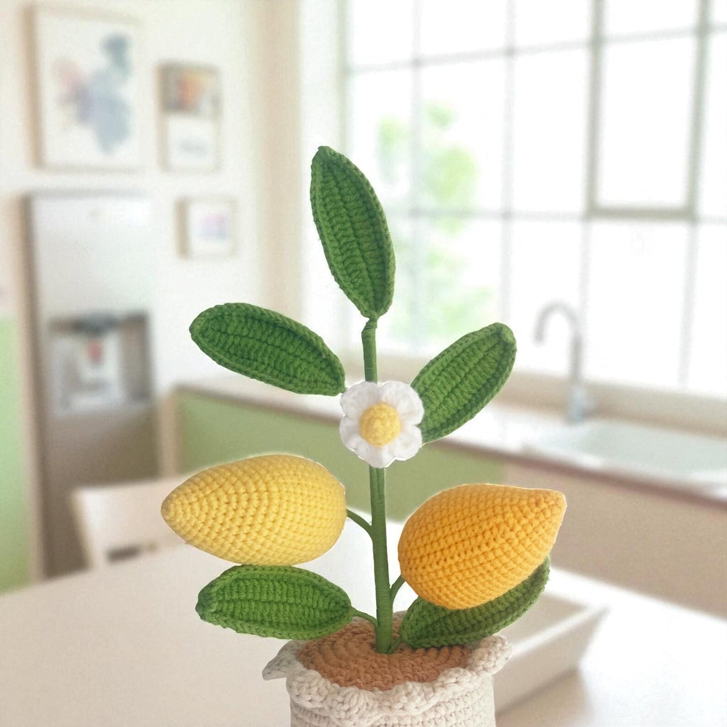 Crochet Mango Plant in Pot – Handmade Gift Decor