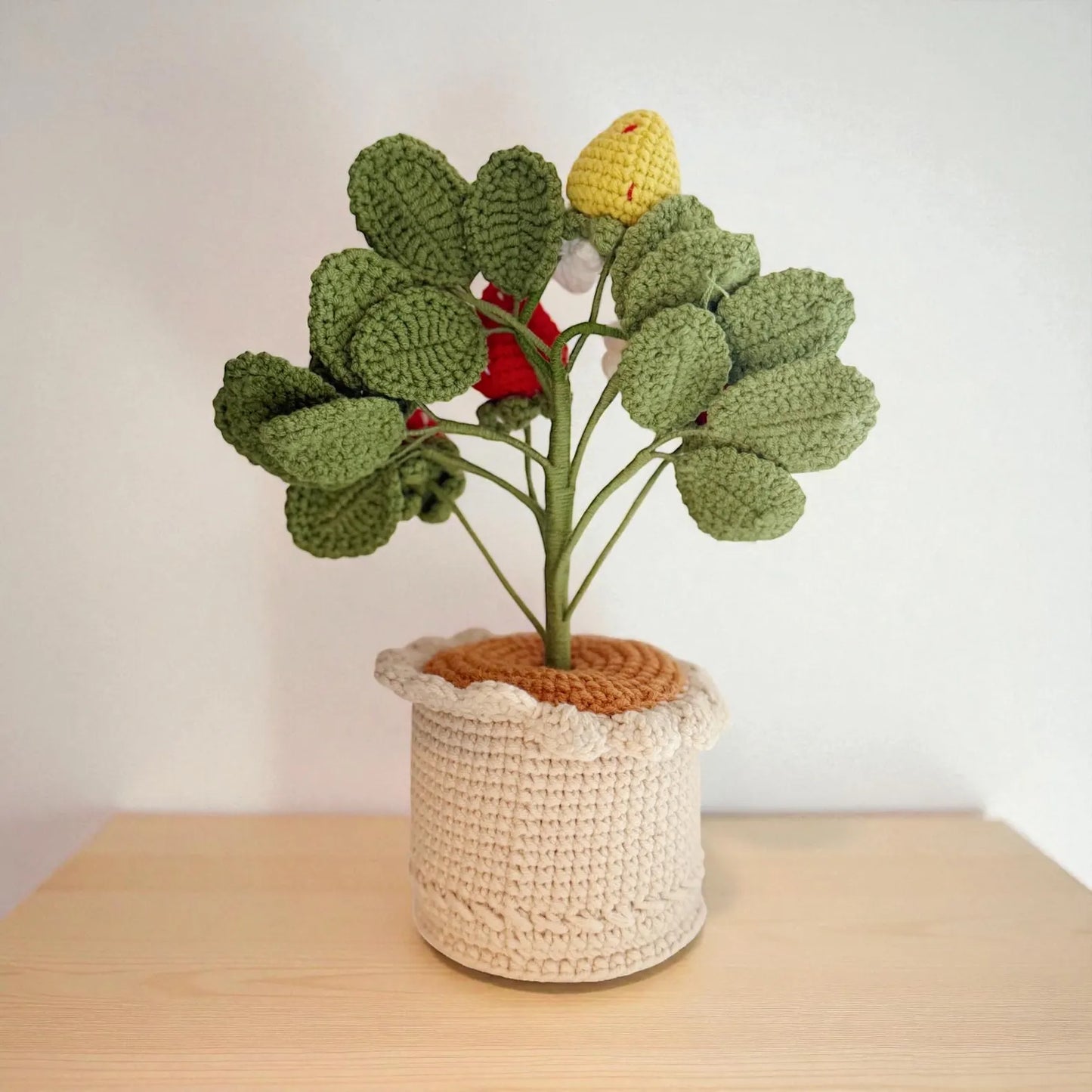 Crochet Strawberry Tree in Pot – Handmade Gift Decor