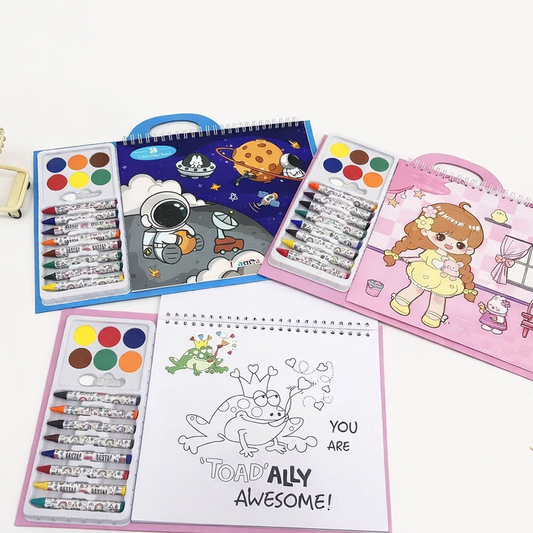 Kids 3D Coloring Book Set – Portable Art Kit with Crayons & Paint, Creative Drawing Gift for Children