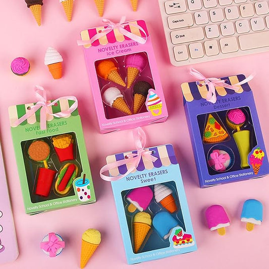 Cute Food Eraser Set – Mini Novelty Erasers Gift Box for Kids