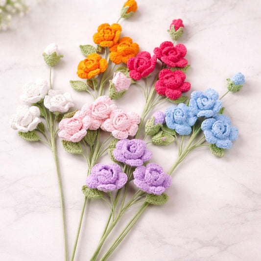 Crochet Spray Rose – Single Stem Flower