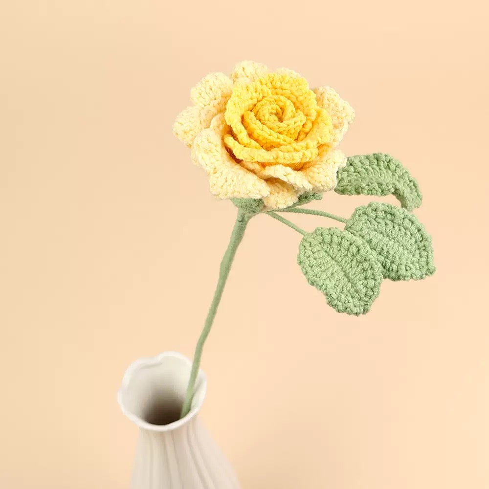 Crochet Diamond Rose – Single Stem Flower