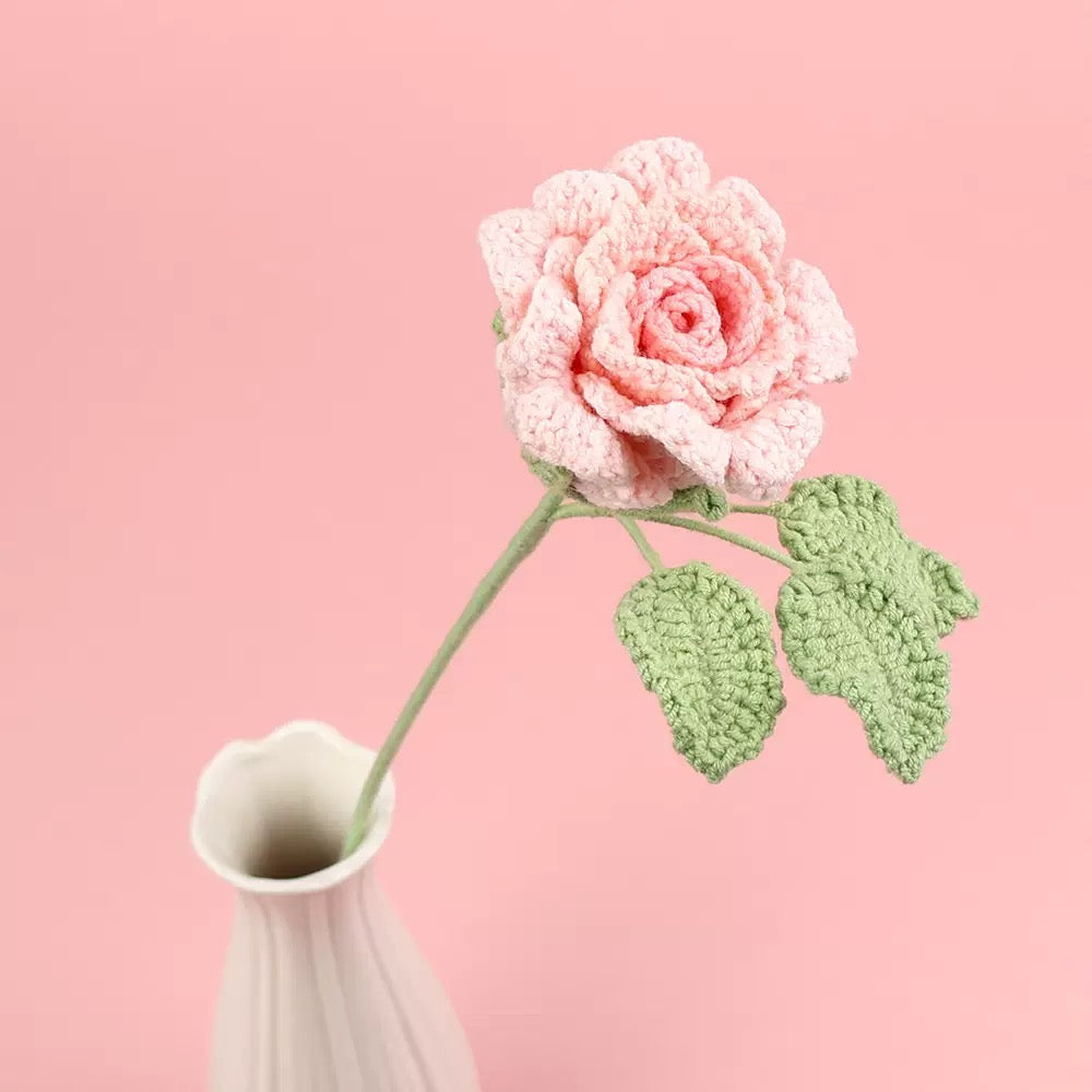 Crochet Diamond Rose – Single Stem Flower