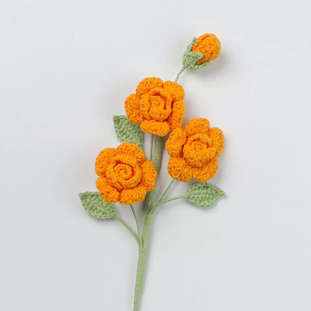 Crochet Spray Rose – Single Stem Flower