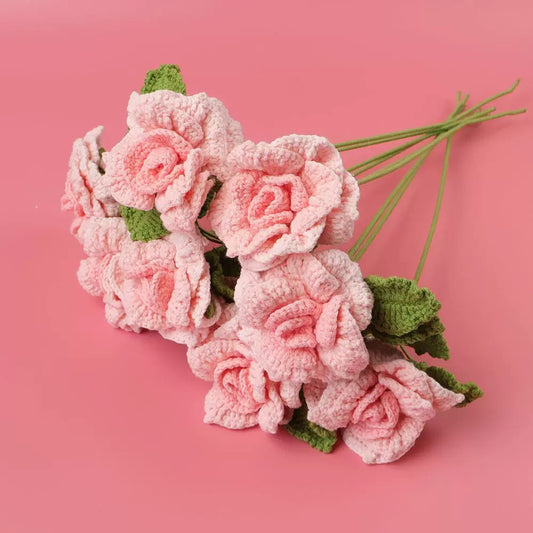 Crochet Chinese Rose – Single Stem Flower