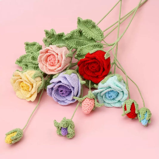 Crochet Multiflora Rose – Single Stem Flower