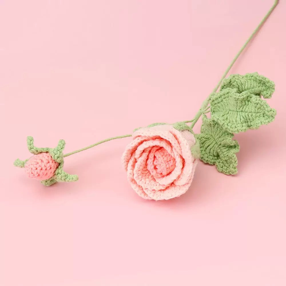 Crochet Multiflora Rose – Single Stem Flower