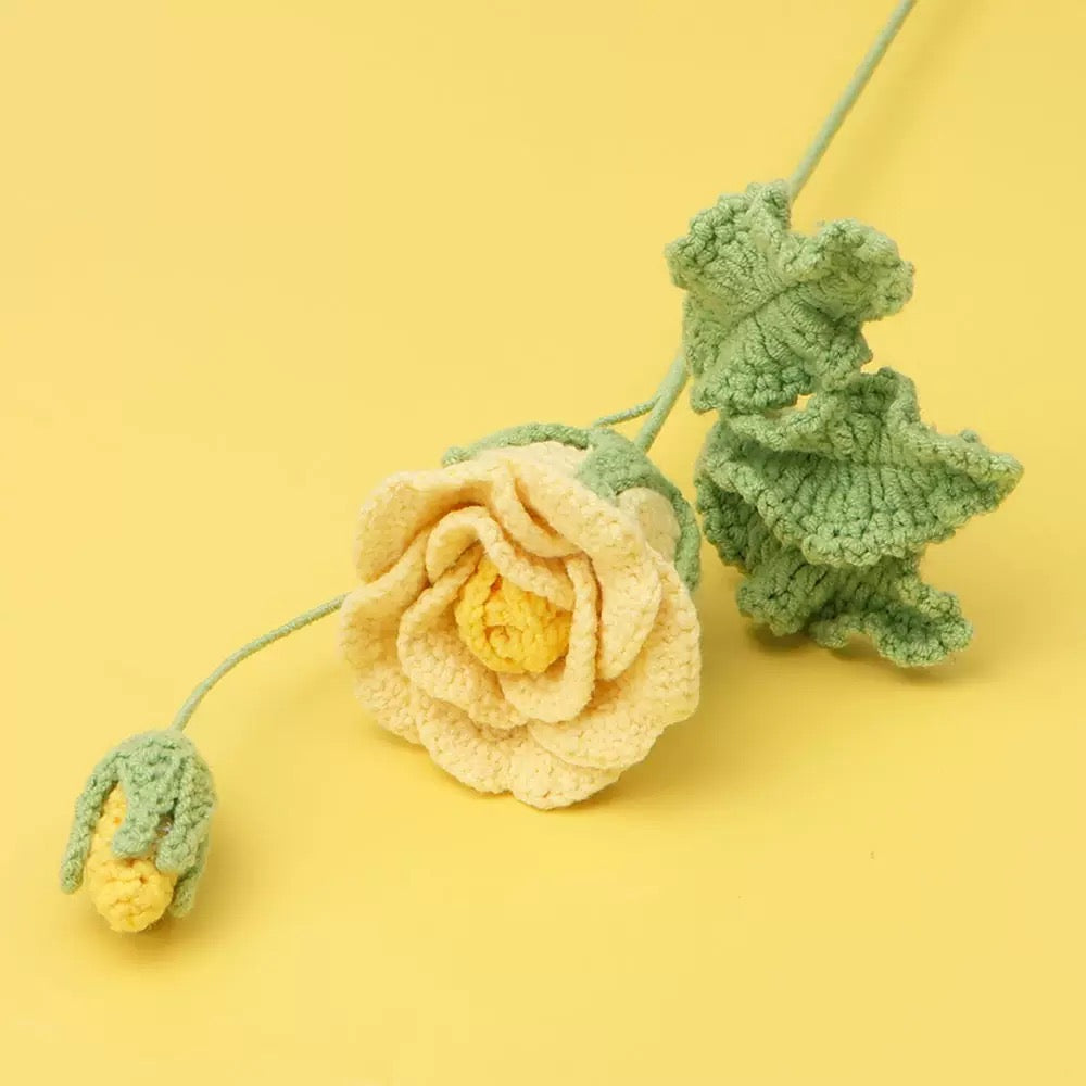Crochet Multiflora Rose – Single Stem Flower