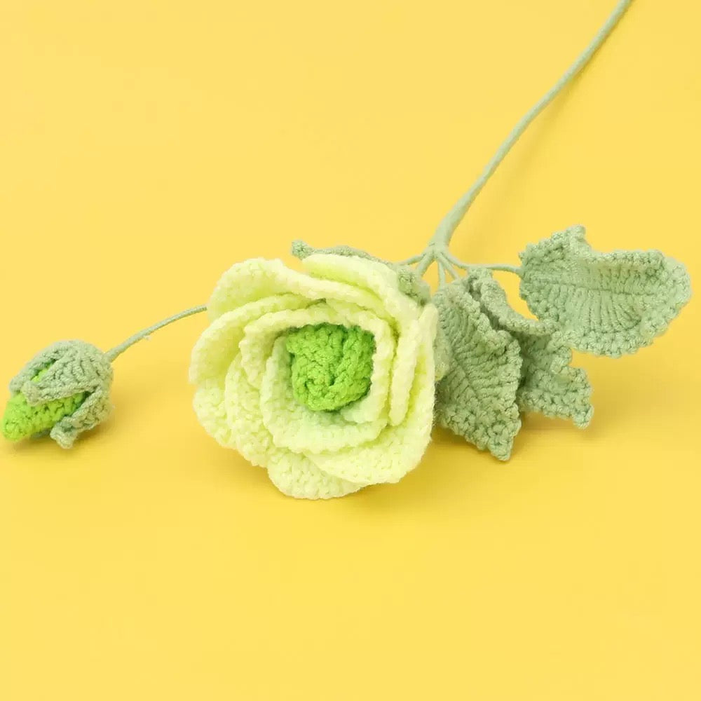 Crochet Multiflora Rose – Single Stem Flower