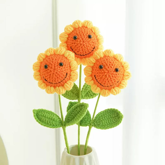 Crochet Sunflower Smile – Single Stem Flower