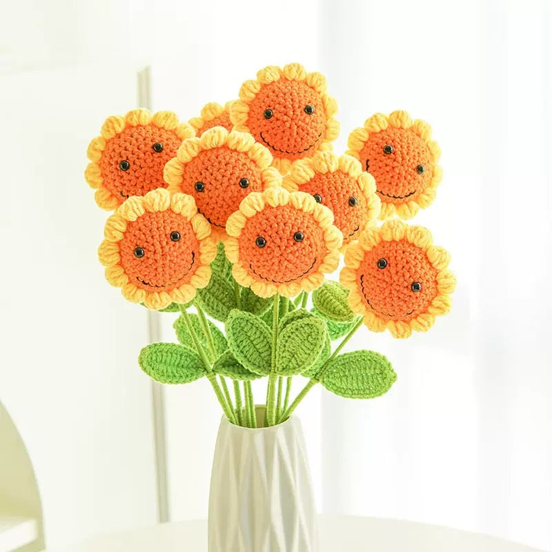 Crochet Sunflower Smile – Single Stem Flower