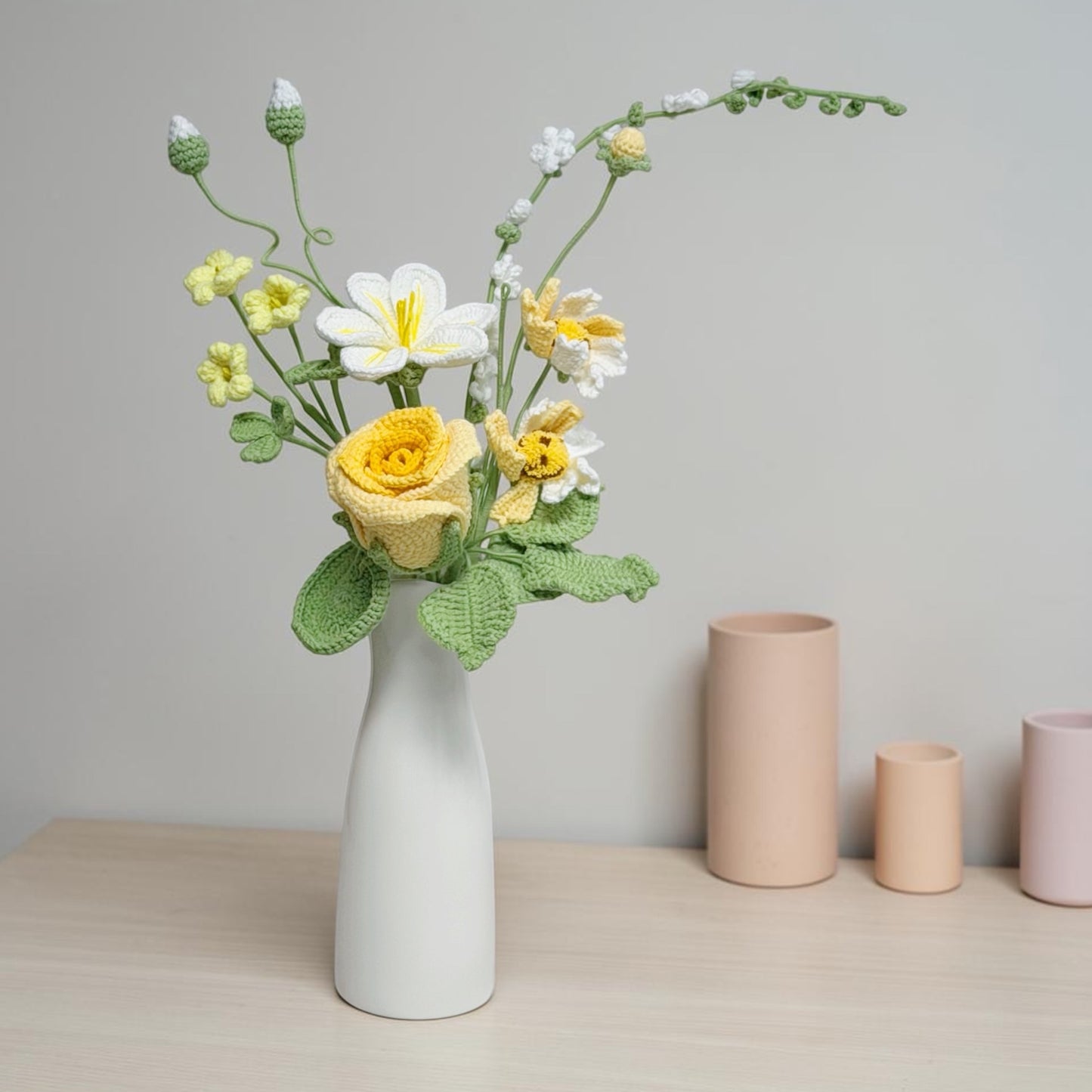 Crochet Bouquet Fresh Bloom Whisper (No Vase)