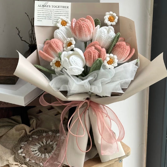 Crochet Bouquet Blush Tulip (Ready to Gift)