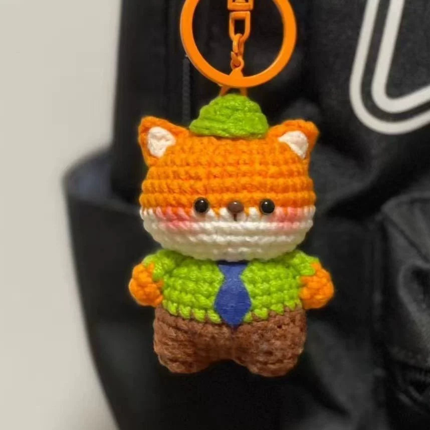 Cozy Bunny & Playful Fox Keychain Set | Handmade Crochet Doll Gift