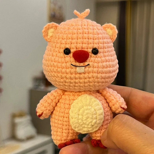 Cute Pink Beaver | Handmade Crochet Doll Gift