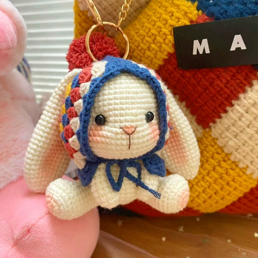 Sweet Hooded Bunny Keychain | Handmade Crochet Doll Gift