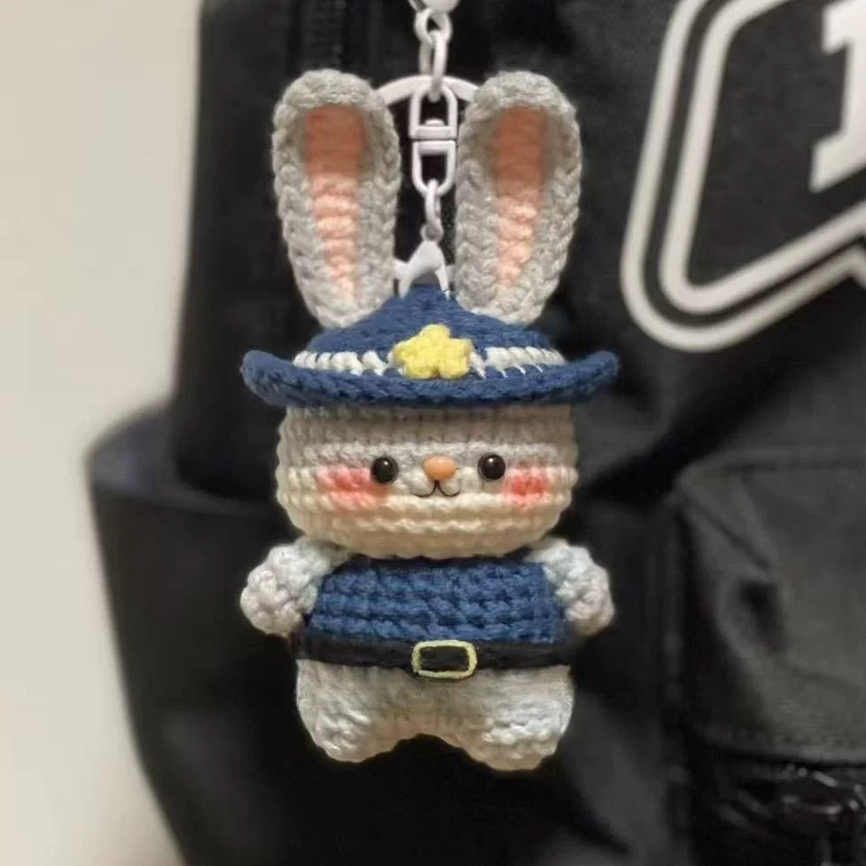 Cozy Bunny & Playful Fox Keychain Set | Handmade Crochet Doll Gift