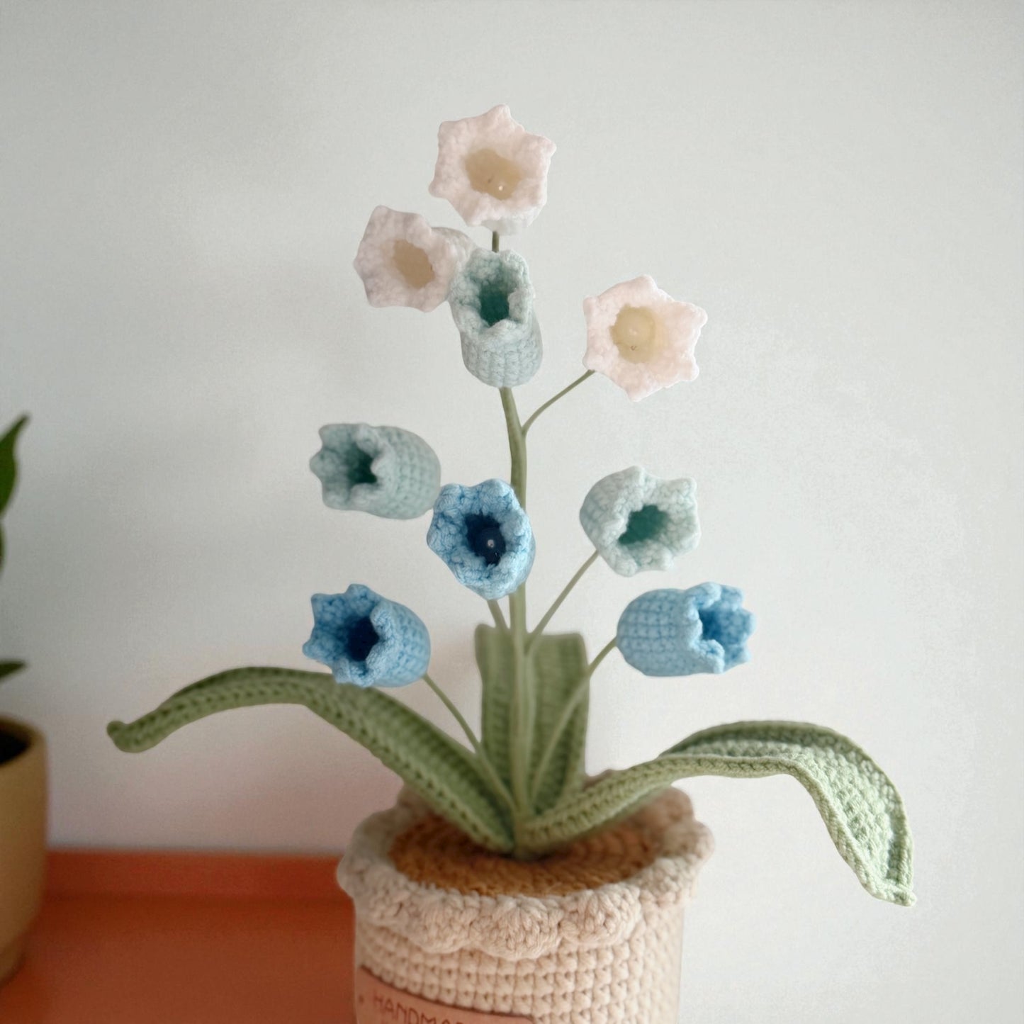 Crochet Blue & White Tulip in Pot – Handmade Gift Decor