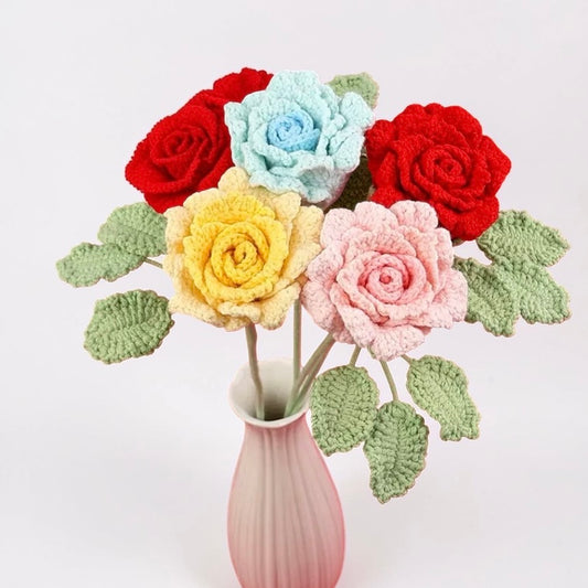 Crochet Diamond Rose – Single Stem Flower