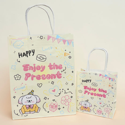 Enjoy the Present Puppy Gift Paper Bag – Kids Party Bag