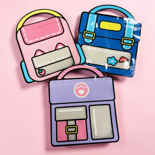 Cute Backpack Plastic Ziplock Bag 8.25" x 7" – Kids Party Bag (Multiple Designs)