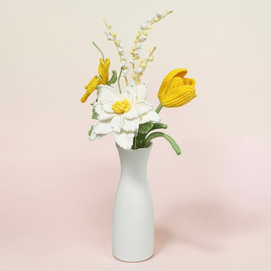 Crochet Bouquet Ivory Glow (No Vase)