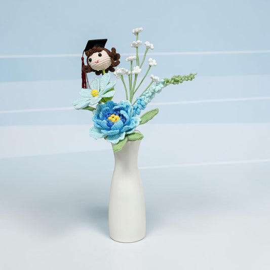 Crochet Bouquet Blue Memories (No Vase)