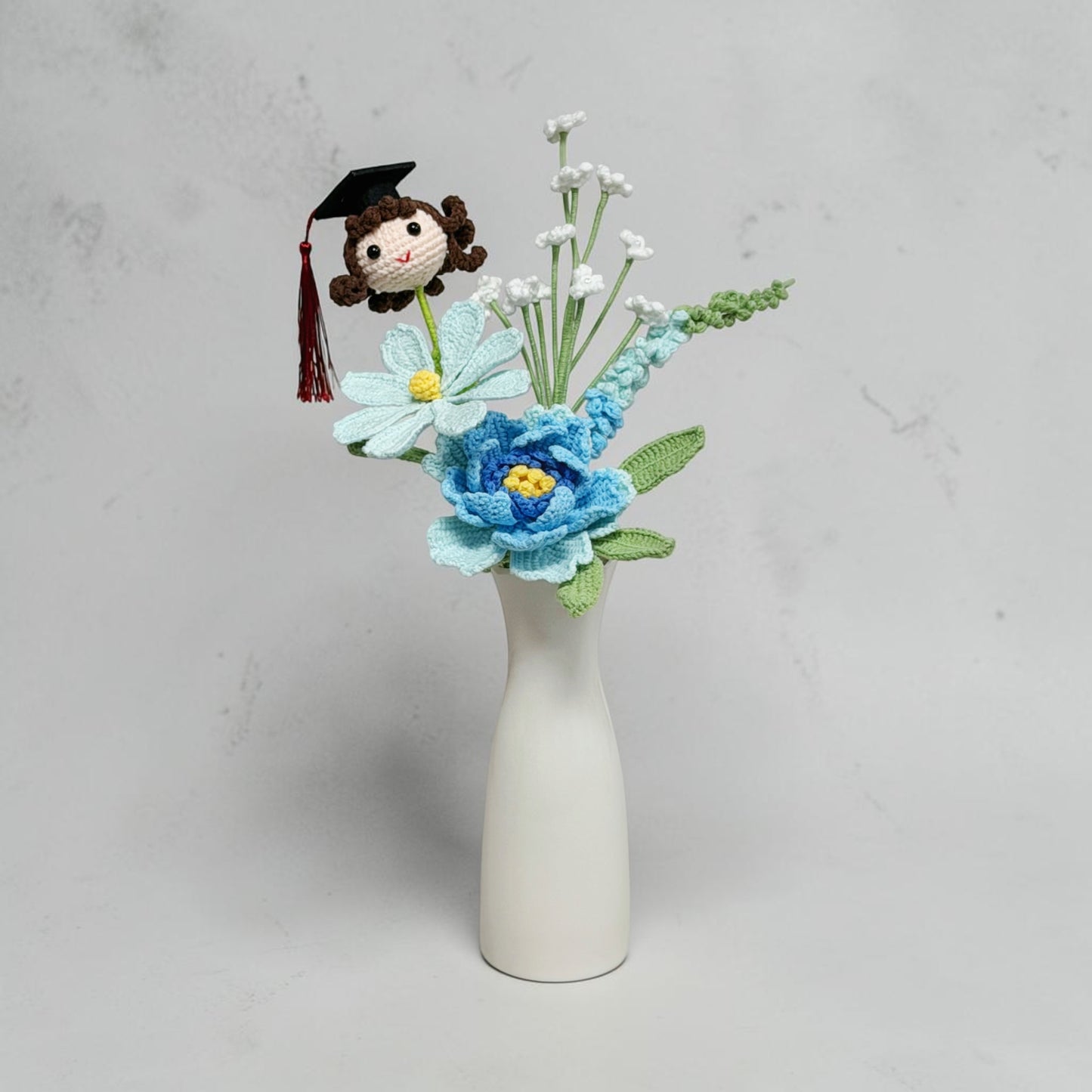 Crochet Bouquet Blue Memories (No Vase)