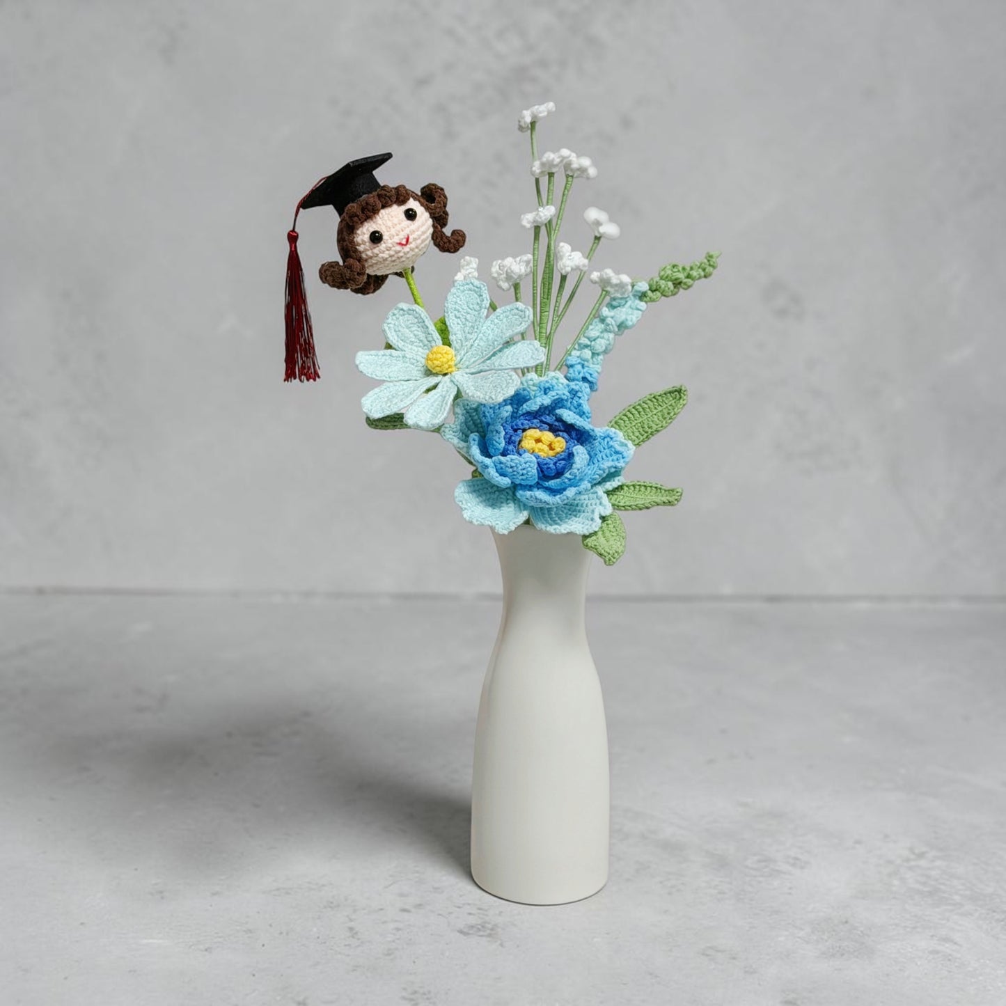 Crochet Bouquet Blue Memories (No Vase)