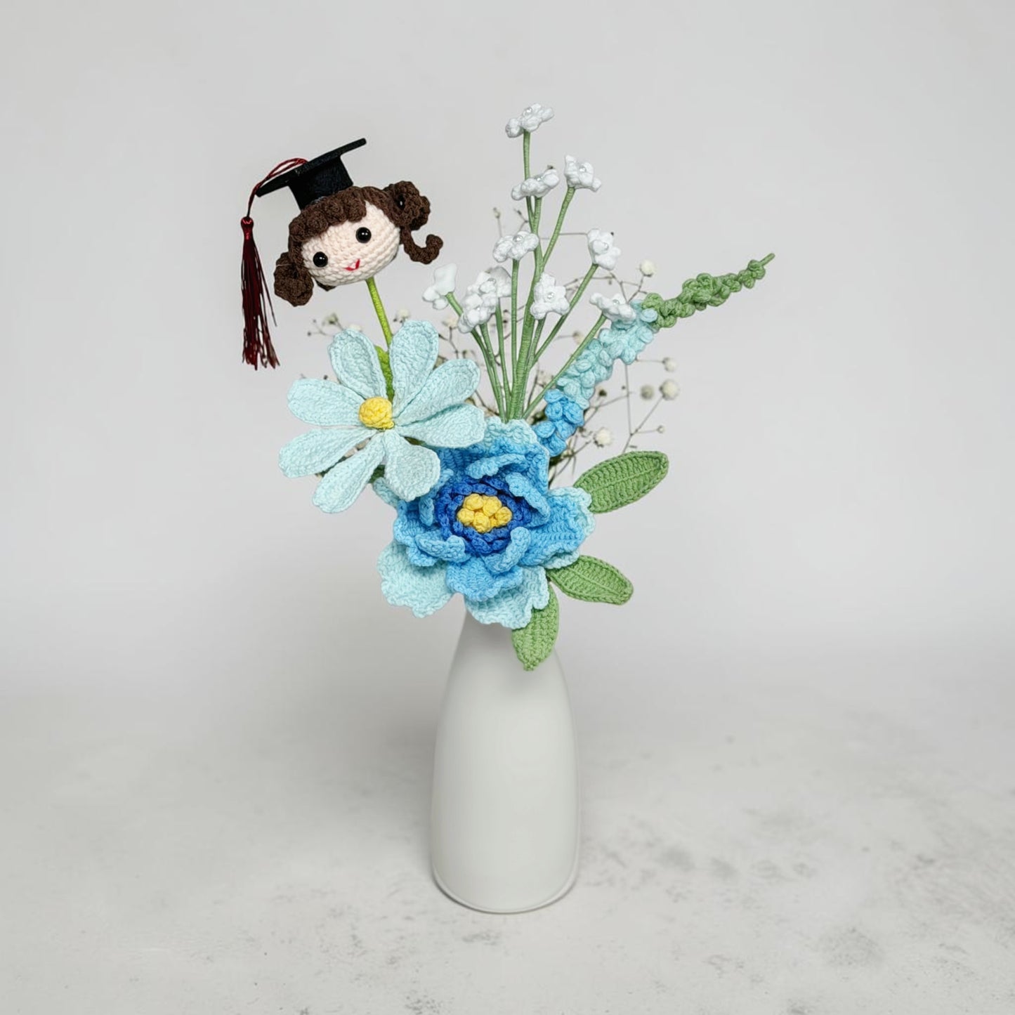 Crochet Bouquet Blue Memories (No Vase)