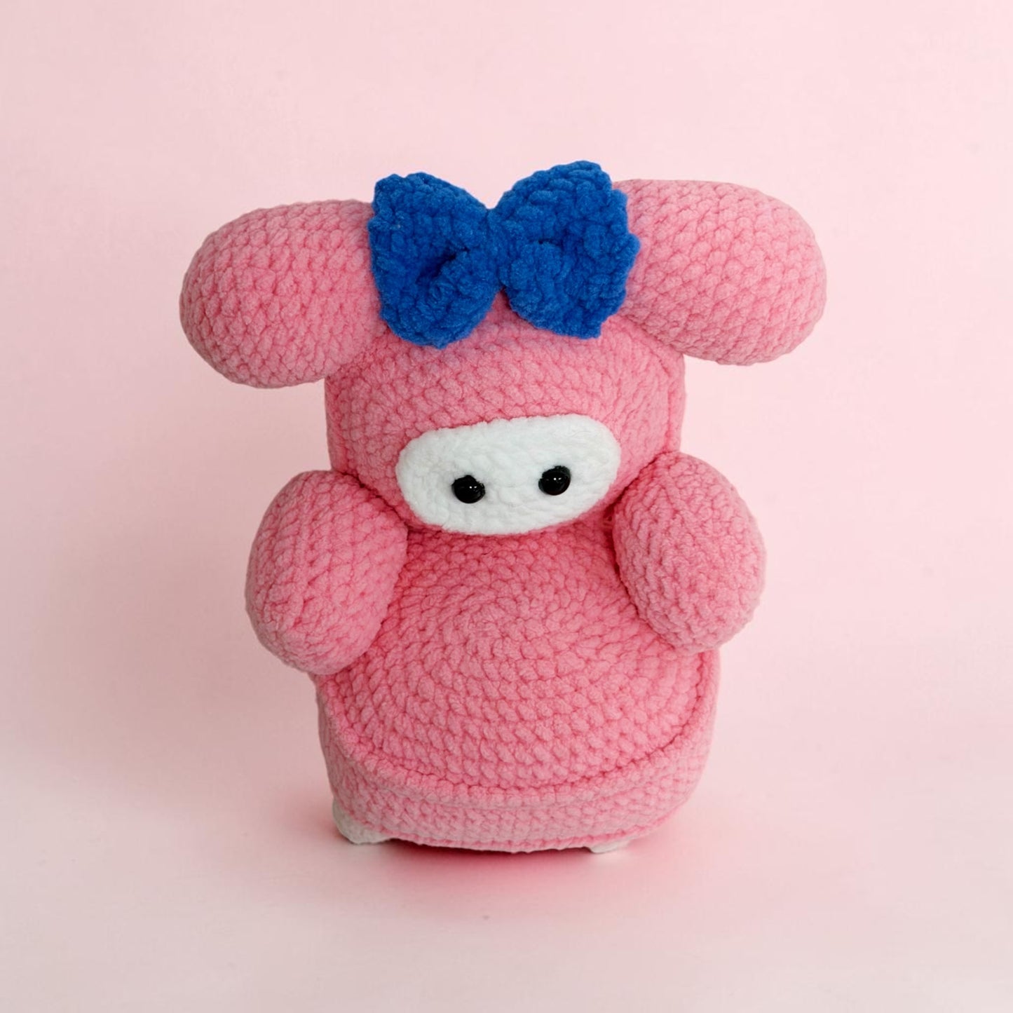 Cute Pink Character Chair | Handmade Crochet Doll Gift