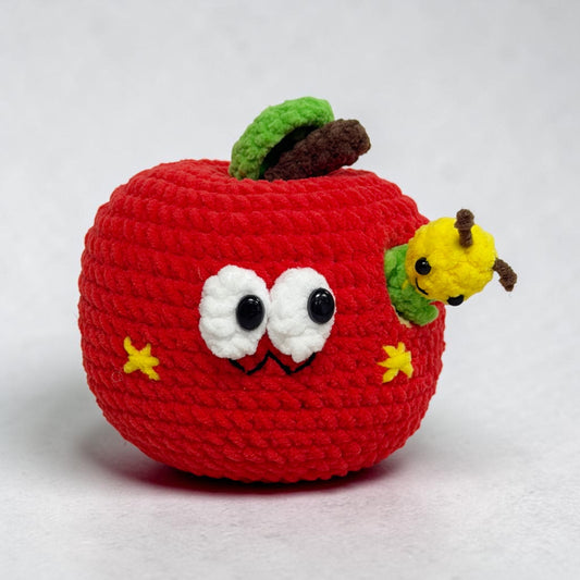 Cute Apple with Worm | Handmade Crochet Doll Gift