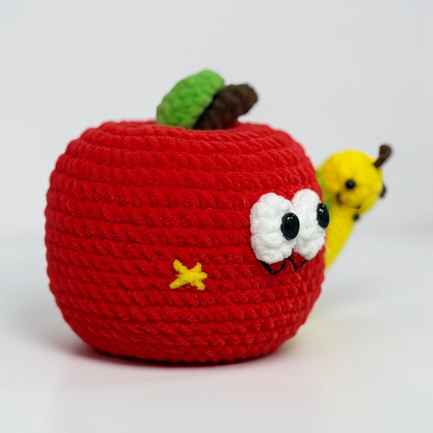 Cute Apple with Worm | Handmade Crochet Doll Gift