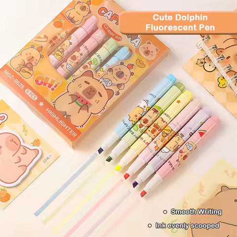 Mini Capybara Highlighter Set – Cute Cartoon Marker Pens Gift for Kids