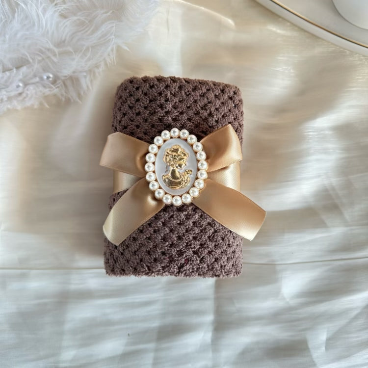 Baroque Coral Fleece Towel – Soft Plush Hand Towel with Ribbon
