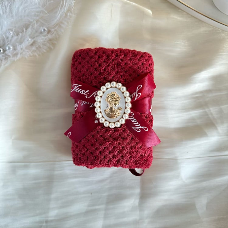 Baroque Coral Fleece Towel – Soft Plush Hand Towel with Ribbon