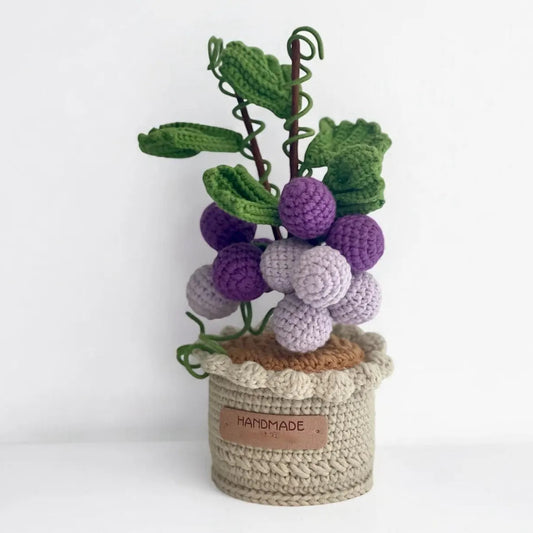 Crochet Grape Plant in Pot – Handmade Gift Decor