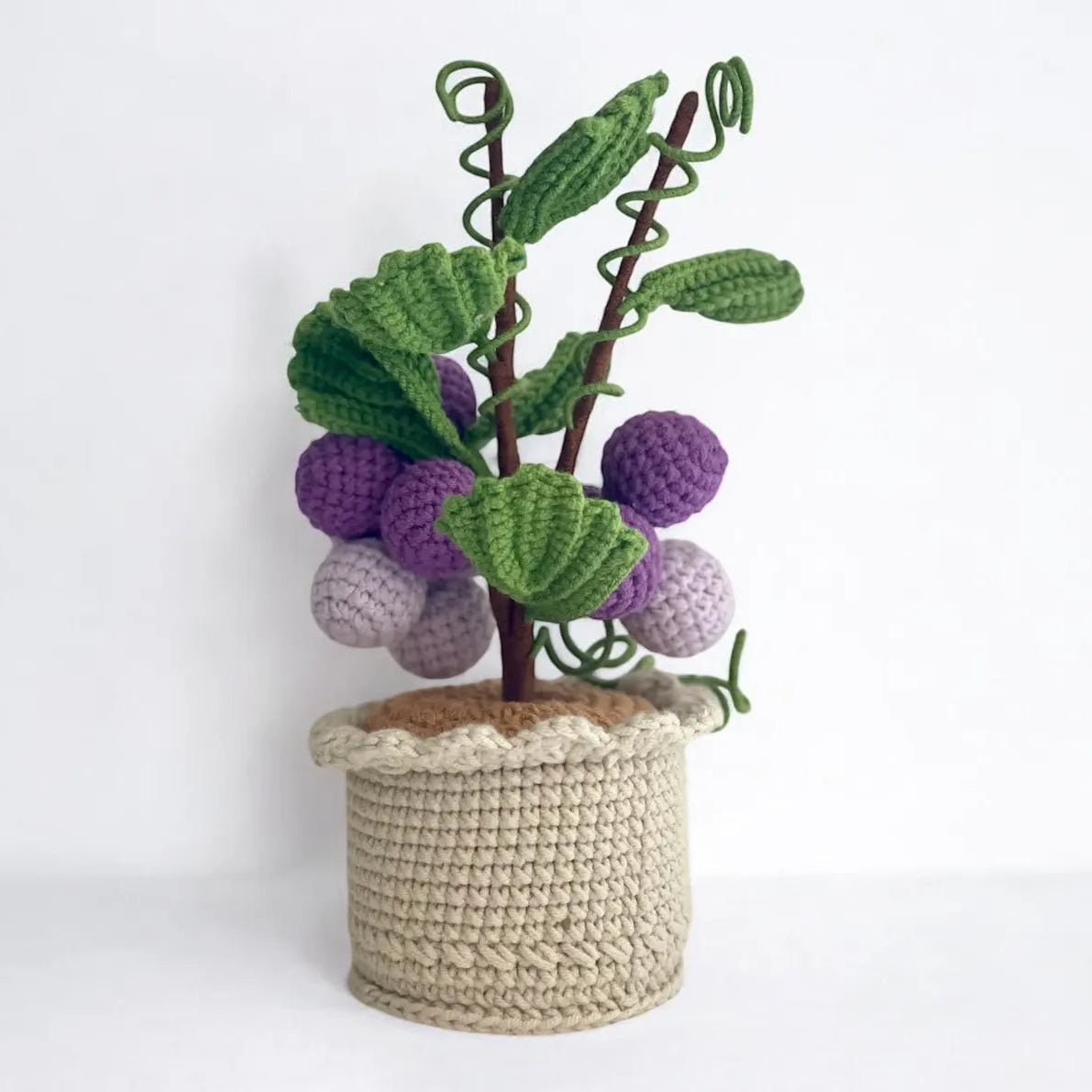 Crochet Grape Plant in Pot – Handmade Gift Decor