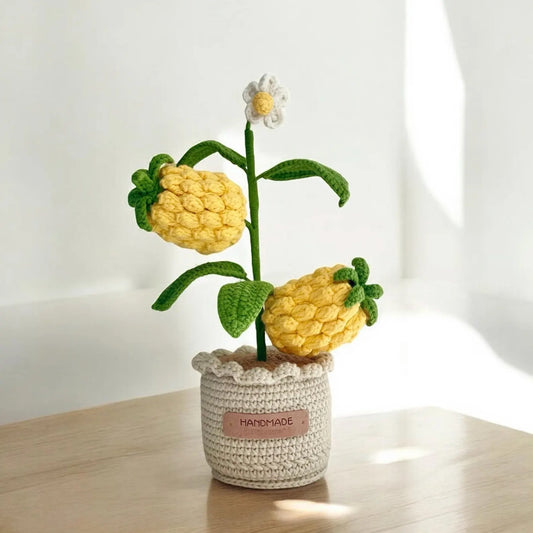 Crochet Pineapple Tree in Pot – Handmade Gift Decor