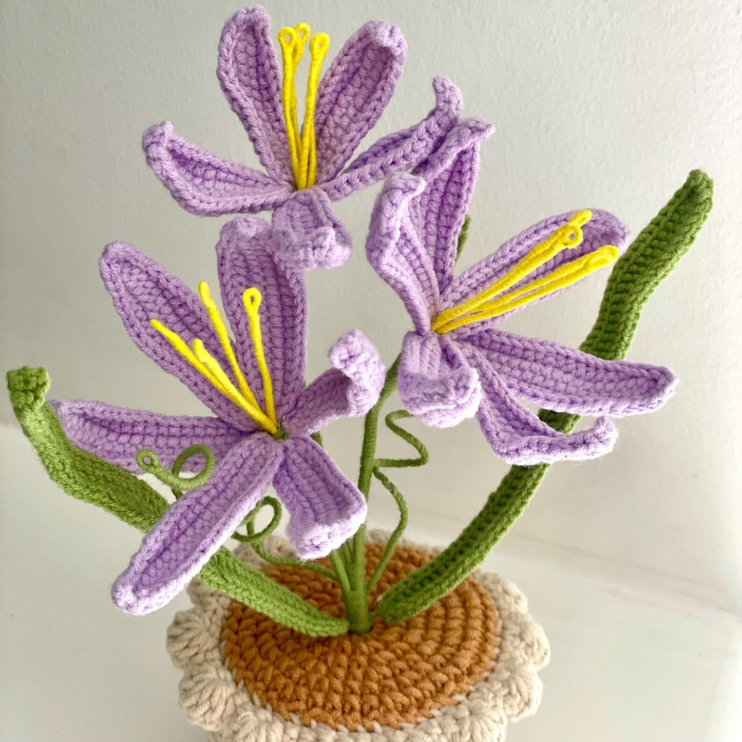 Crochet Purple Lily in Pot – Handmade Gift Decor