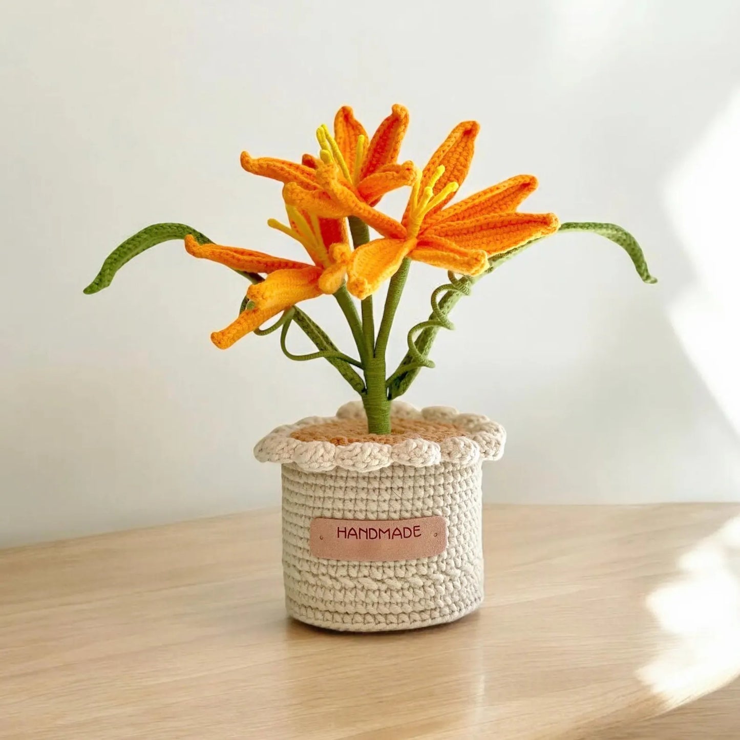 Crochet Orange Lily in Pot – Handmade Gift Decor