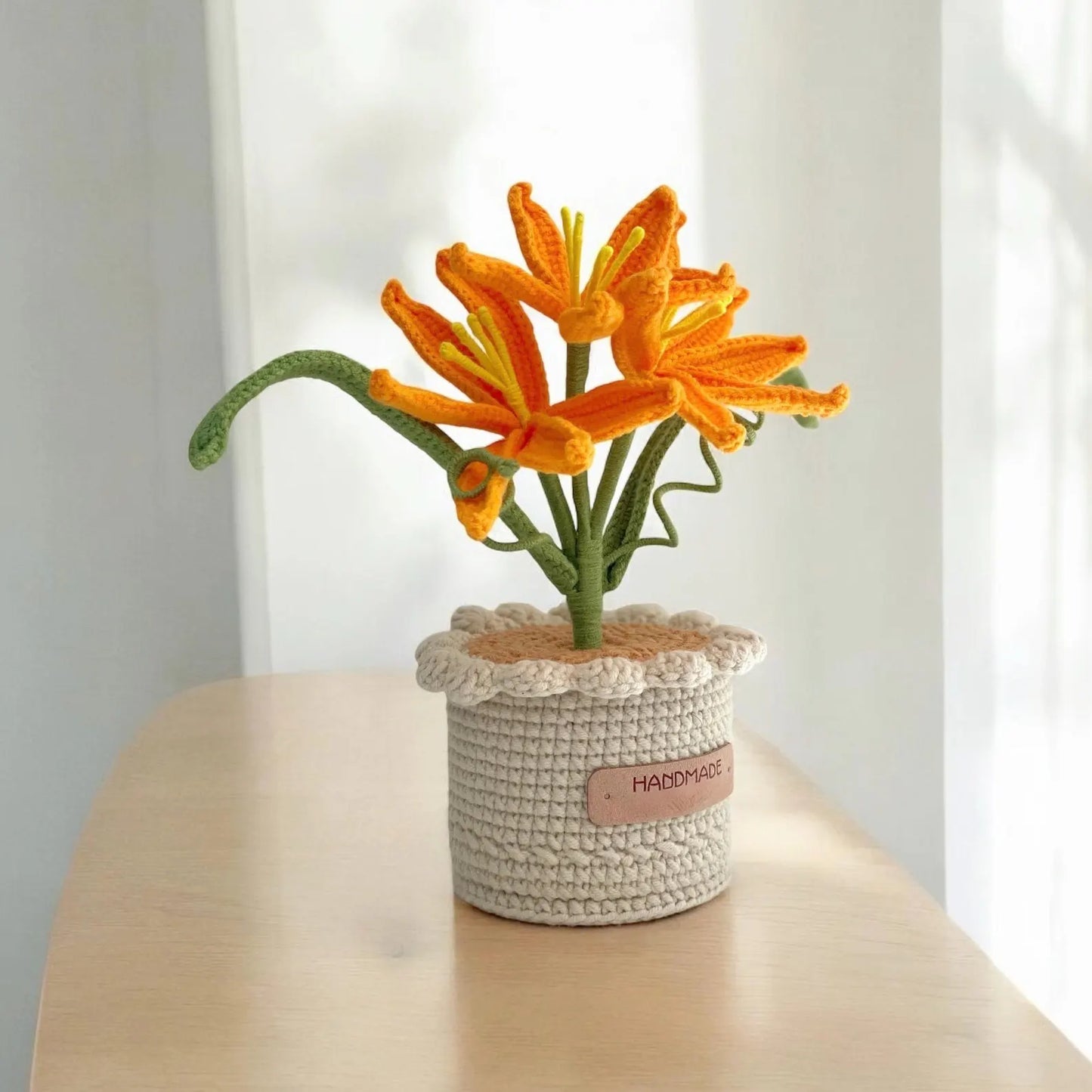 Crochet Orange Lily in Pot – Handmade Gift Decor