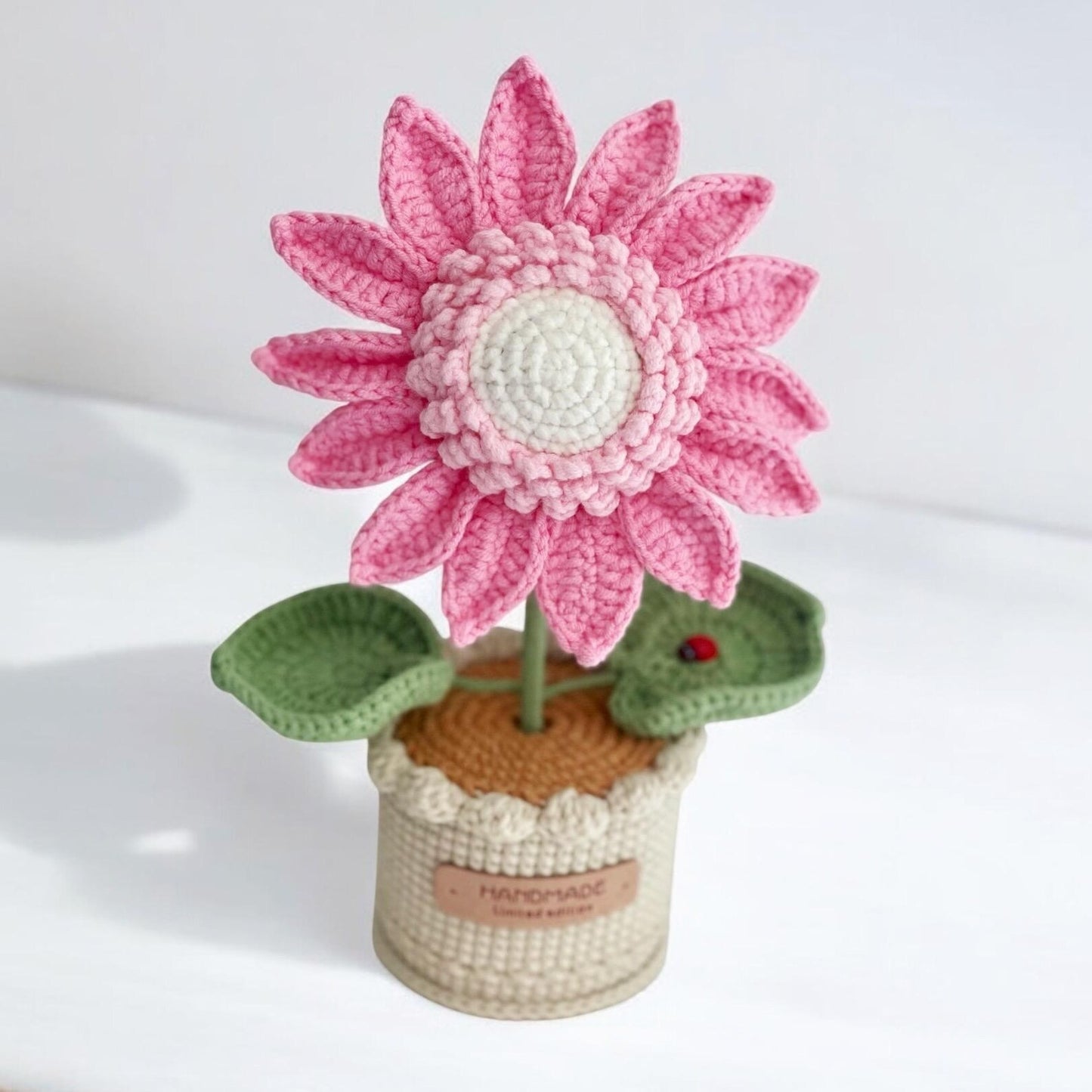 Crochet Pink Sunflower in Pot – Handmade Gift Decor