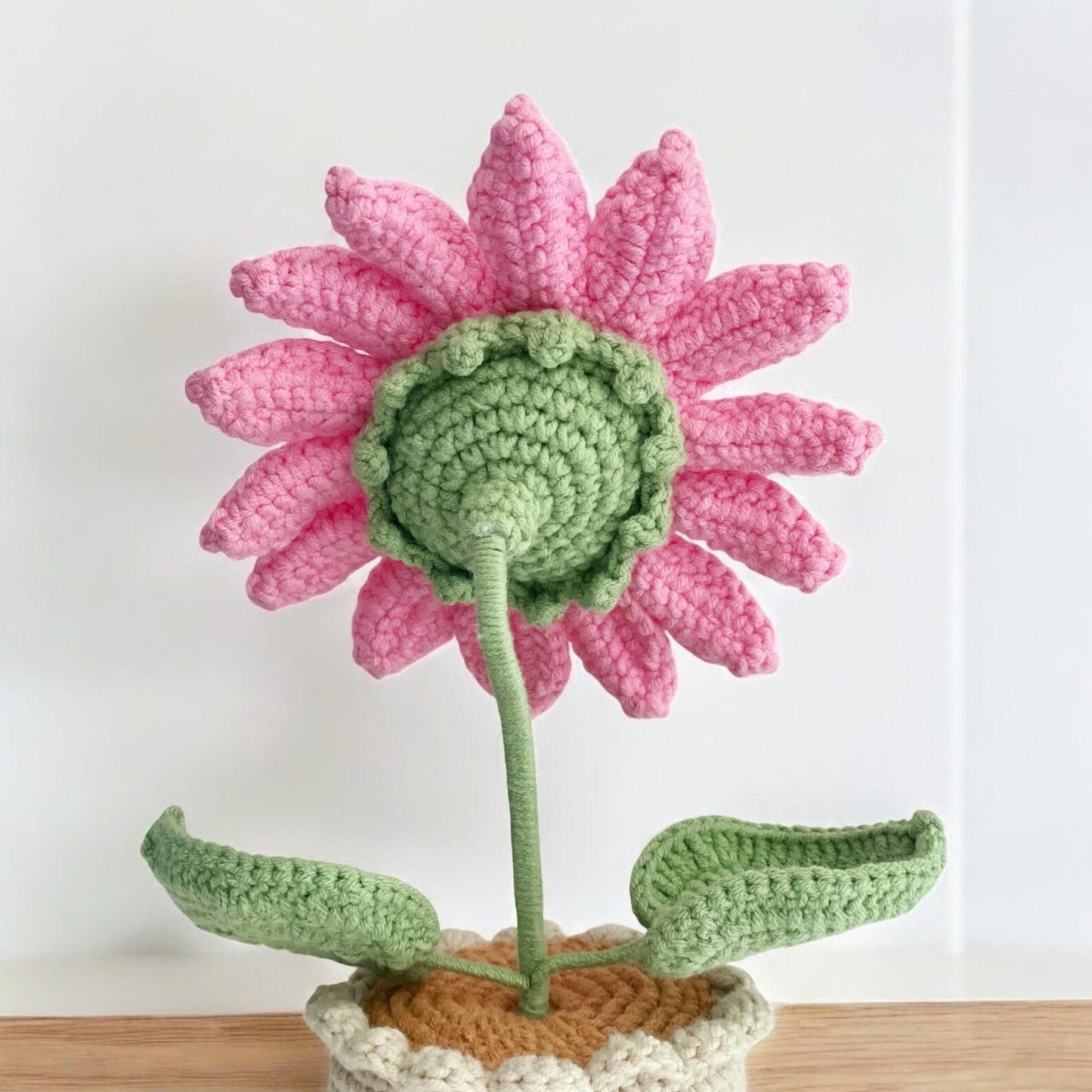 Crochet Pink Sunflower in Pot – Handmade Gift Decor
