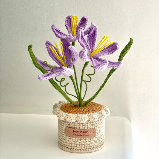 Crochet Purple Lily in Pot – Handmade Gift Decor