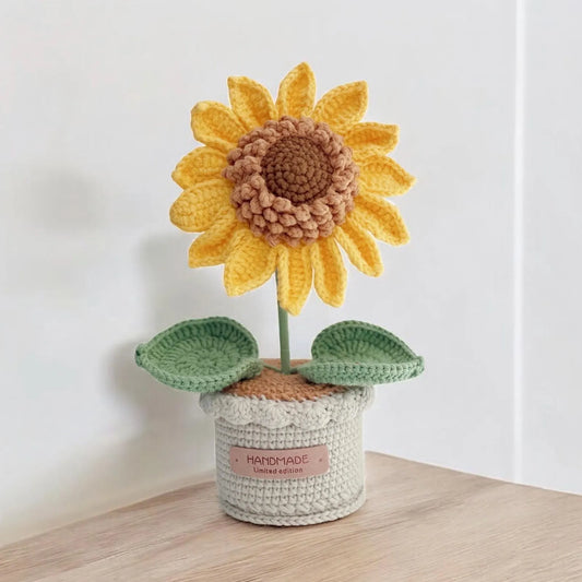 Crochet Sunflower in Pot – Handmade Gift Decor