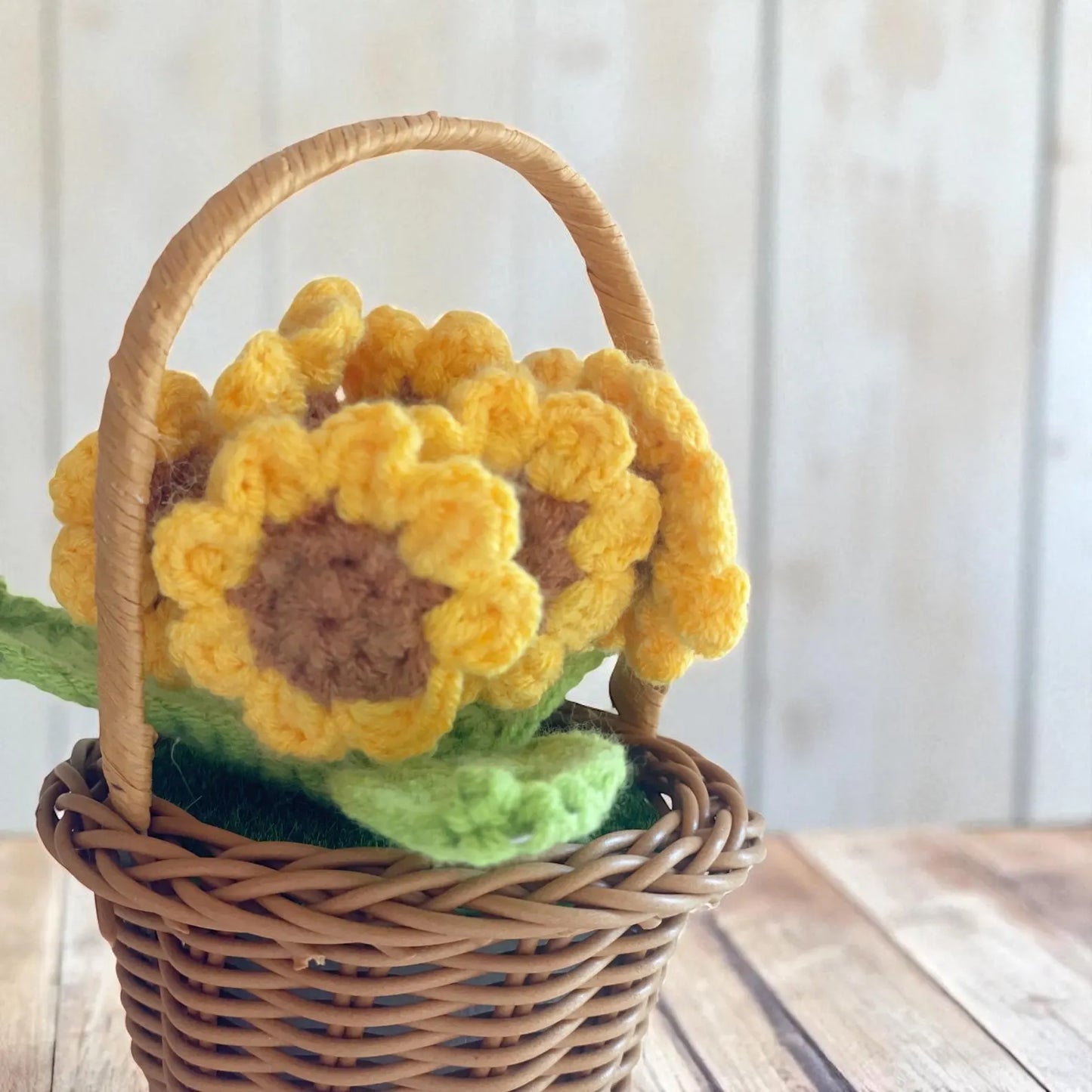 Crochet Mini Sunflower in Basket/Pot – Handmade Gift Decor